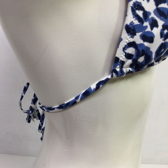 Calme Womens Tiger String Bikini Top Animal Print Stretch Blue White Size S NWT - Picture 12 of 15